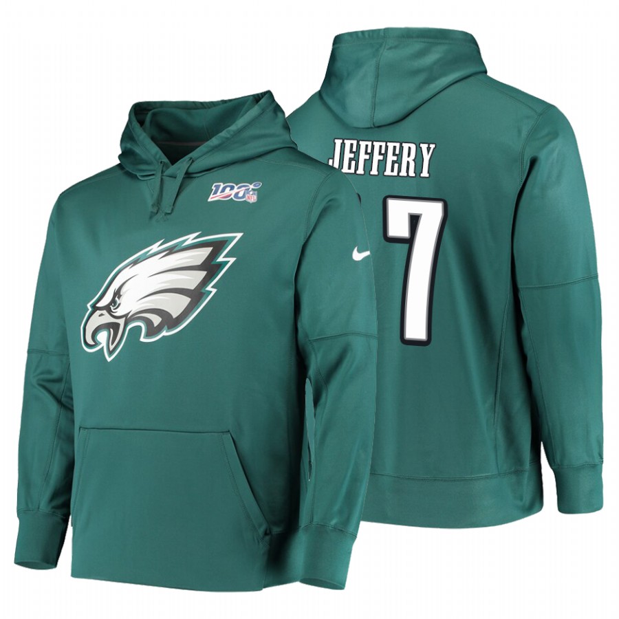 Philadelphia Eagles #17 Alshon Jeffery Nike 100 Primary Logo Circuit Name & Number Pullover Hoodie M