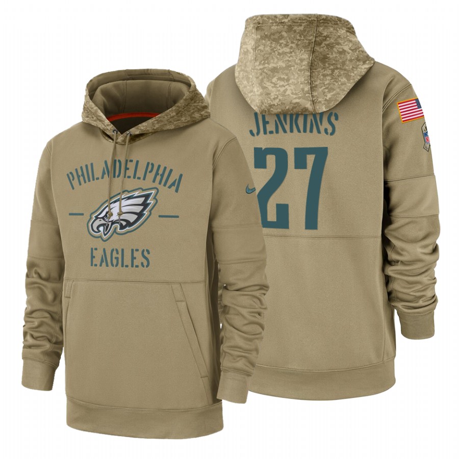 Philadelphia Eagles #27 Malcolm Jenkins Nike Tan 2019 Salute To Service Name & Number Sideline Therm