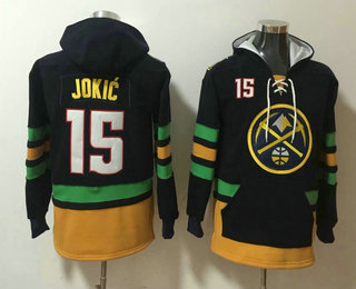 Denver Nuggets #15 Nikola Jokic Black Pocket Stitched NBA Pullover Hoodie