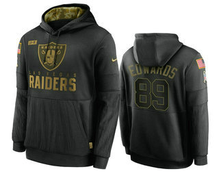 Las Vegas Raiders #89 Bryan Edwards Black 2020 Salute To Service Sideline Performance Pullover Hoodi