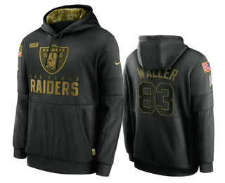 Las Vegas Raiders #83 Darren Waller Black 2020 Salute To Service Sideline Performance Pullover Hoodi
