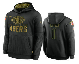 San Francisco 49ers #11 Brandon Aiyuk Black 2020 Salute To Service Sideline Performance Pullover Hoo