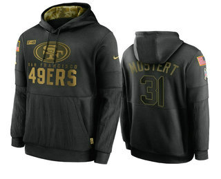 San Francisco 49ers #31 Raheem Mostert Black 2020 Salute To Service Sideline Performance Pullover Ho