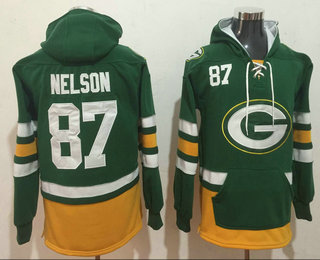 Green Bay Packers #87 Jordy Nelson NEW Green Pocket Stitched Pullover Hoodie