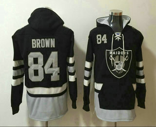 Oakland Raiders #84 Antonio Brown NEW Black Pocket Stitched Pullover Hoodie