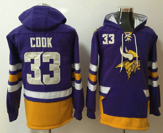 Minnesota Vikings #33 Dalvin Cook NEW Purple Pocket Stitched Pullover Hoodie