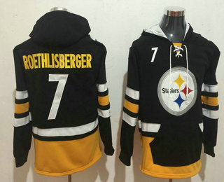 Pittsburgh Steelers #7 Ben Roethlisberger NEW Black Pocket Stitched Pullover Hoodie