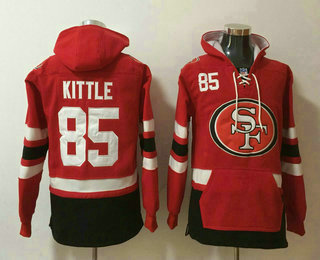 San Francisco 49ers #85 George Kittle NEW Red Pocket Stitched Pullover Hoodie