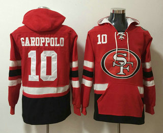 San Francisco 49ers #10 Jimmy Garoppolo NEW Red Pocket Stitched Pullover Hoodie