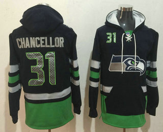 Seattle Seahawks #31 Kam Chancellor NEW Navy Blue Pocket Stitched Pullover Hoodie