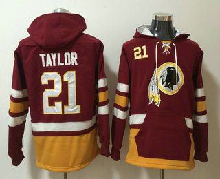 Washington Redskins #21 Sean Taylor NEW Red Pocket Stitched Pullover Hoodie