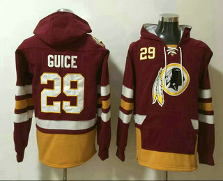 Washington Redskins #29 Derrius Guice Jersey NEW Burgundy Red Pocket Stitched Pullover Hoodie
