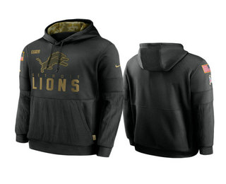 Detroit Lions Black 2020 Salute to Service Sideline Performance Pullover Hoodie