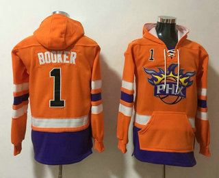 Phoenix Suns #1 Devin Booker NEW Orange Pocket Stitched NBA Pullover Hoodie