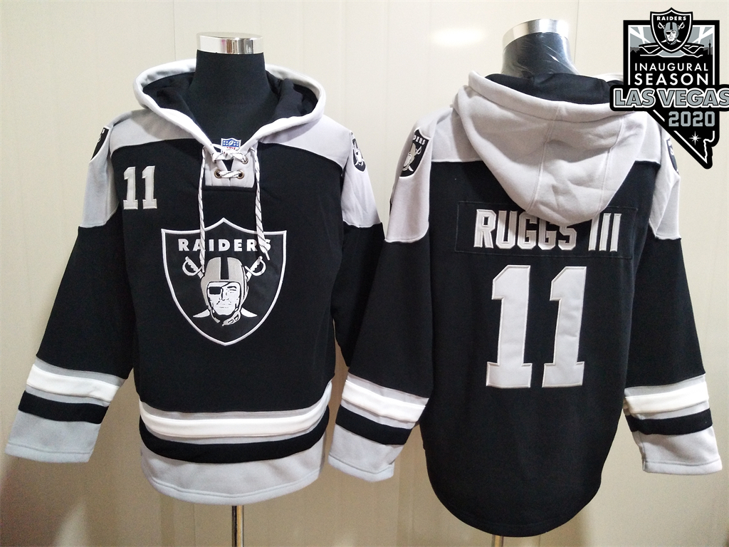 Las Vegas Raiders #11 Henry Ruggs III NEW Black 2020 Inaugural Season Pocket Stitched Pullover Hoodi