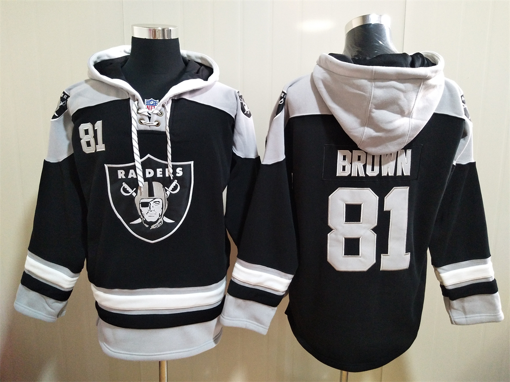 Las Vegas Raiders #81 Antonio Brown NEW Black Pocket Stitched Pullover Hoodie
