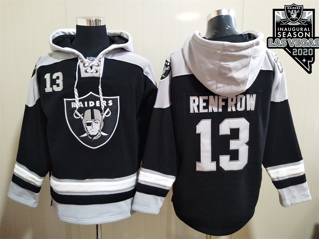 Las Vegas Raiders #13 Hunter Renfrow NEW Black 2020 Inaugural Season Pocket Stitched Pullover Hoodie