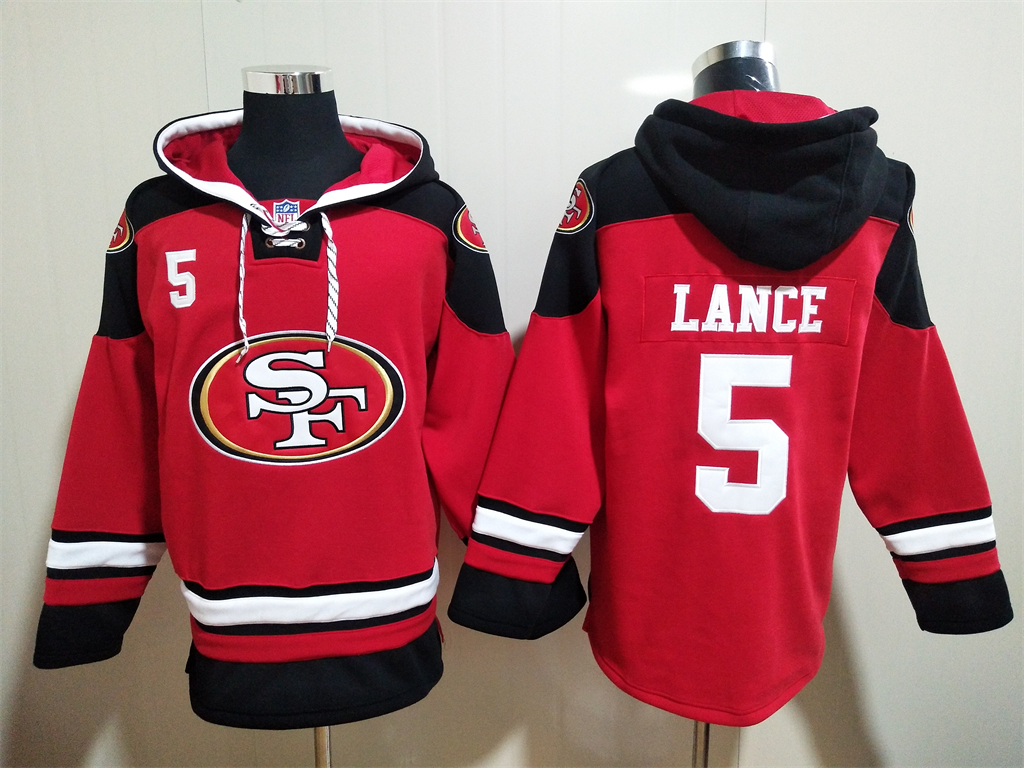 San Francisco 49ers #5 Trey Lance Red Team Color New Hoodie