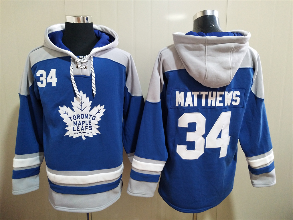 Toronto Maple Leafs #34 Auston Matthews Royal Blue Hoodie
