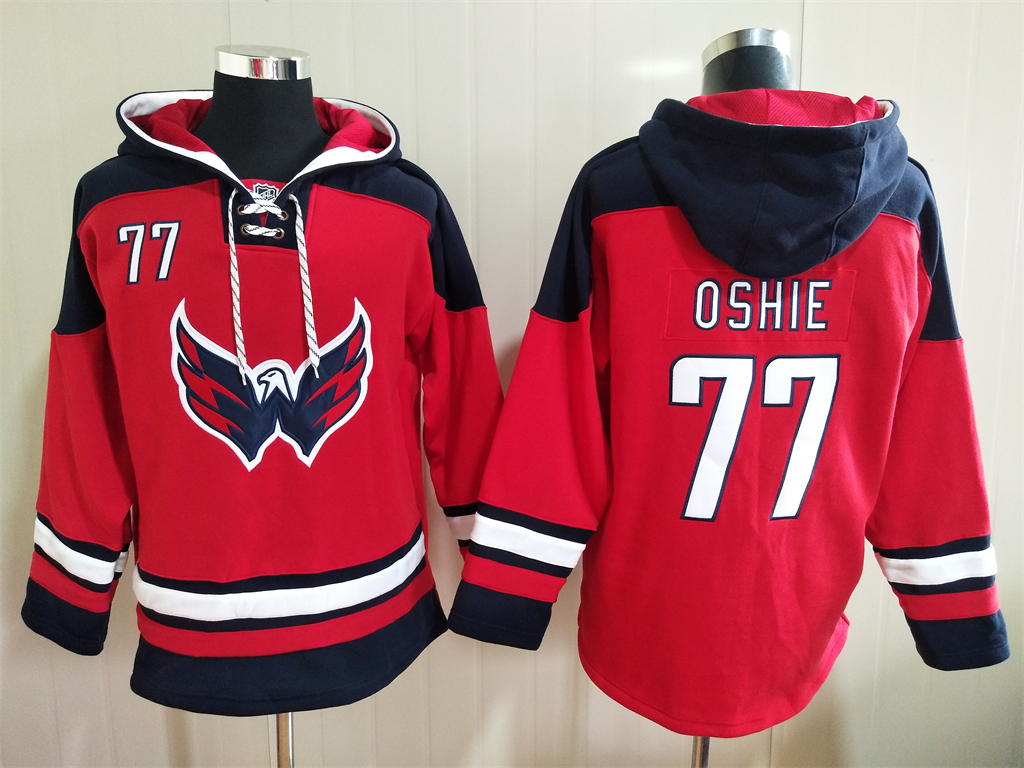 Washington Capitals #77 TJ Oshie Red Ageless Must Have Lace Up Pullover Hoodie