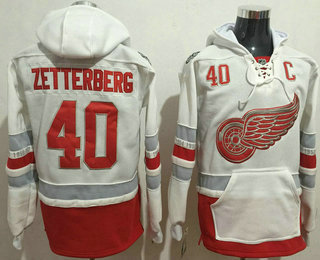 Detroit Red Wings #40 Henrik Zetterberg Reebok White 2017 Centennial Classic Premier Old Time Hockey