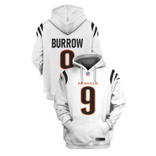 White Cincinnati Bengals #9 Joe Burrow 2021 Pullover Hoodie