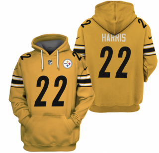 Yellow Pittsburgh Steelers #22 Najee Harris 2021 Pullover Hoodie
