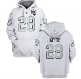 Las Vegas Raiders #28 Josh Jacobs White 2021 Inaugural Patch Pullover Hoodie