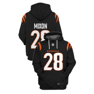 Cincinnati Bengals #28 Joe Mixon Black 2021 Pullover Hoodie