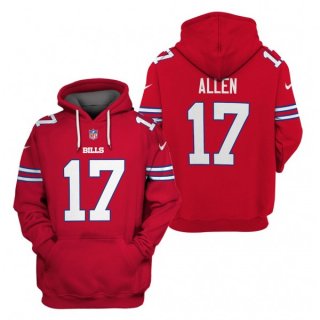 Buffalo Bills #17 Josh Allen Red 2021 Pullover Hoodie