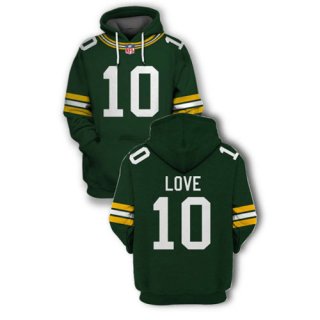 Green Bay Packers #10 Jordan Love 2021 Green Pullover Hoodie