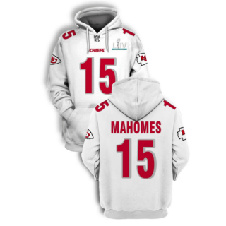 White Kansas City Chiefs #15 Patrick Mahomes 2021 Super Bowl LIV Pullover