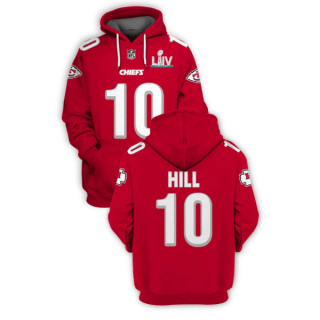 Red Kansas City Chiefs #10 Tyreek Hill 2021 Super Bowl LIV Pullover Hoodie