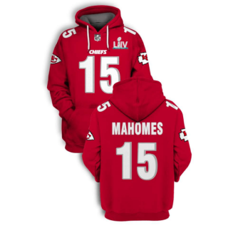 Red Kansas City Chiefs #15 Patrick Mahomes 2021 Super Bowl LIV Pullover Hoodie