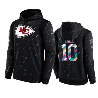 Kansas City Chiefs #10 Tyreek Hill 2021 Charcoal Crucial Catch Therma Pullover Hoodie