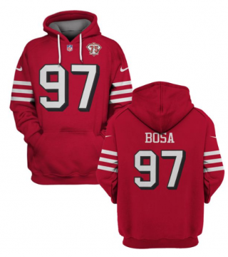 San Francisco 49ers #97 Nick Bosa 2021 Red 75th Anniversary Pullover Hoodie
