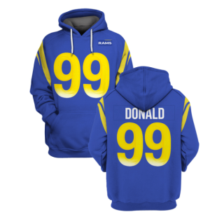 Los Angeles Rams #99 Aaron Donald 2021 Royal Pullover Hoodie