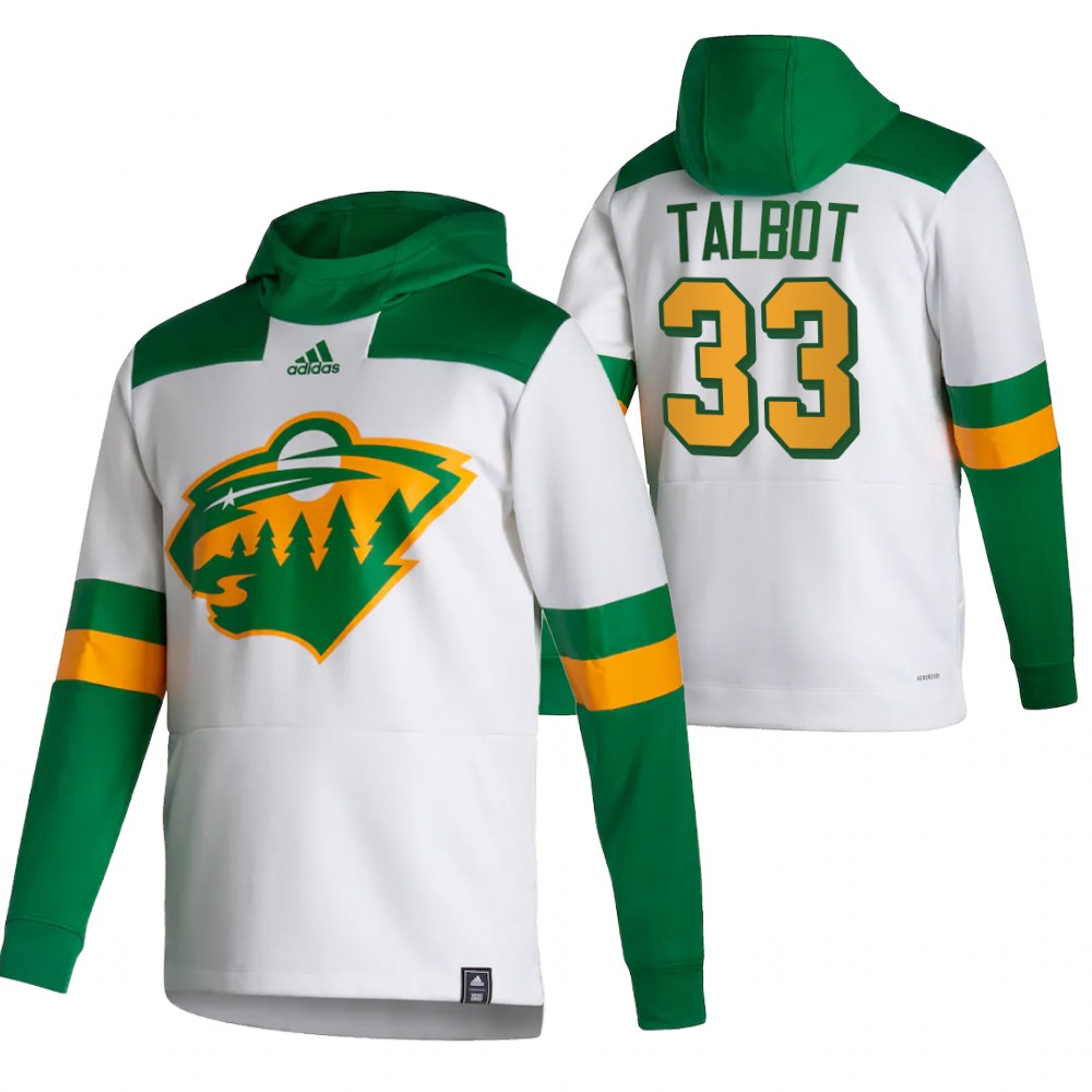 Minnesota Wild #33 Cam Talbot Adidas Reverse Retro Pullover Hoodie White