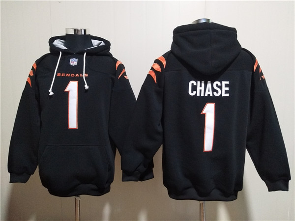 Cincinnati Bengals #1 Ja'Marr Chase Black Pullover Hoodie