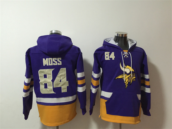 Minnesota Vikings #84 Randy Moss Purple Ageless Must-Have Lace-Up Pullover Hoodie