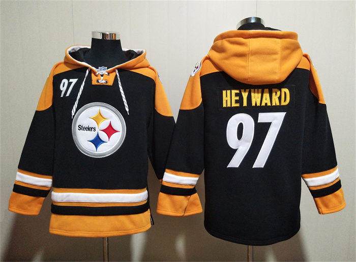 Pittsburgh Steelers #97 Cameron Heyward Black Ageless Must-Have Lace-Up Pullover Hoodie