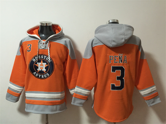Houston Astros #3 Jeremy Pena Orange Ageless Must-Have Lace-Up Pullover Hoodie