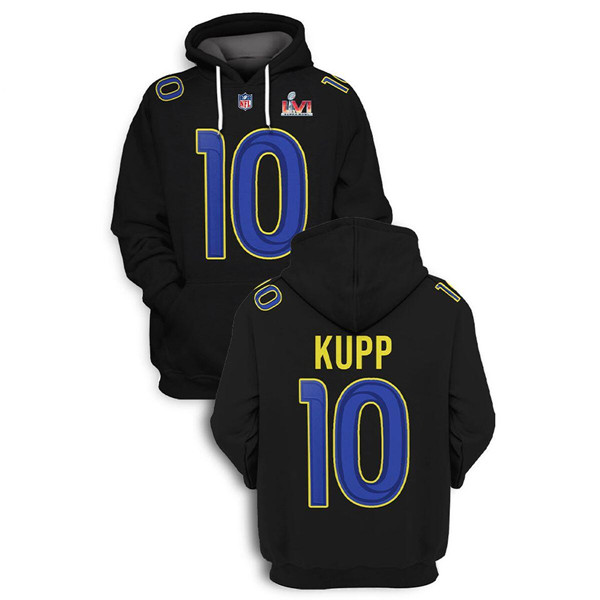 Los Angeles Rams #10 Cooper Kupp 2022 Black Super Bowl LVI Pullover Hoodie