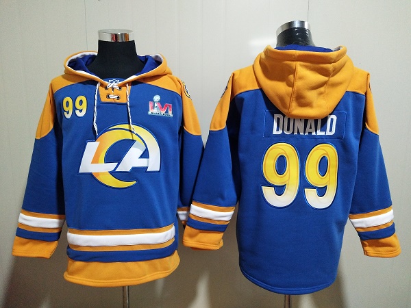 Los Angeles Rams #99 Aaron Donald 2022 Royal Super Bowl LVI Champions Pullover Hoodie