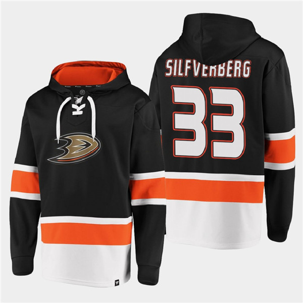 Anaheim Ducks #33 Jakob Silfverberg Black Ageless Must-Have Lace-Up Pullover Hoodie