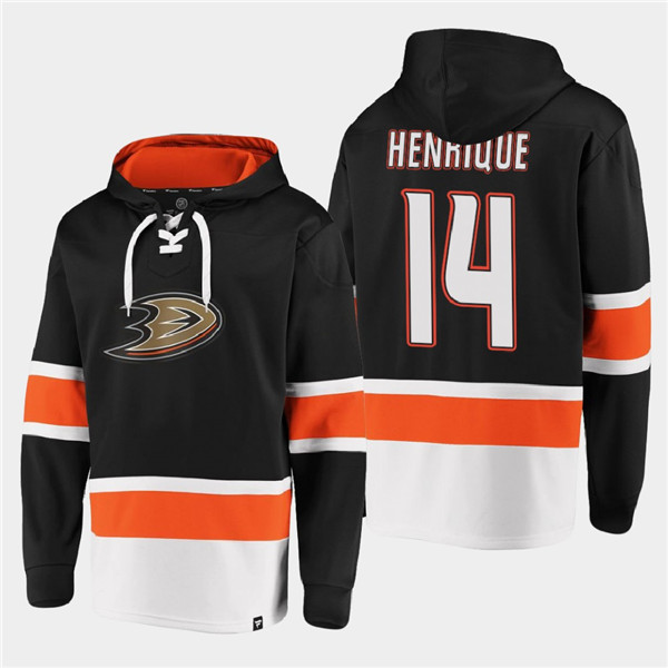 Anaheim Ducks #14 Adam Henrique Black Ageless Must-Have Lace-Up Pullover Hoodie