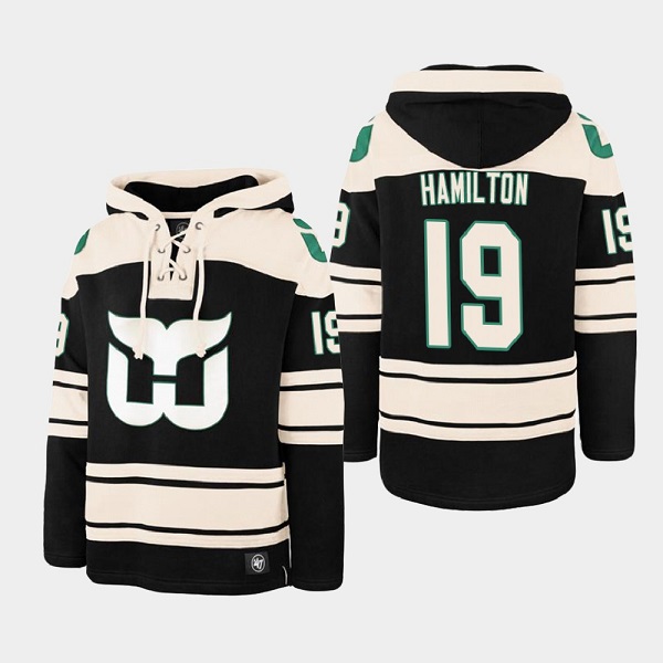 Carolina Hurricanes #19 Dougie Hamilton Black Ageless Must-Have Lace-Up Pullover Hoodie