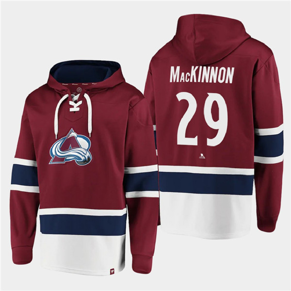 Colorado Avalanche #29 Nathan MacKinnon Burgundy All Stitched Sweatshirt Hoodie