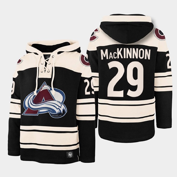 Colorado Avalanche #29 Nathan MacKinnon Black All Stitched Sweatshirt Hoodie