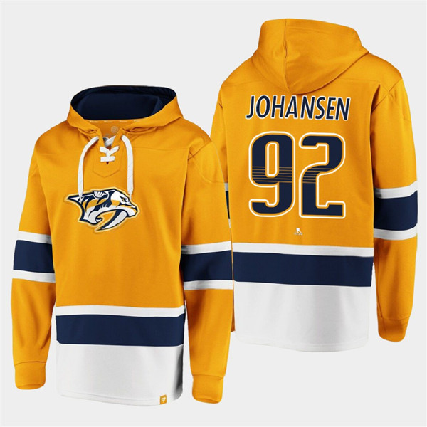 Nashville Predators #92 Ryan Johansen Gold Ageless Must-Have Lace-Up Pullover Hoodie